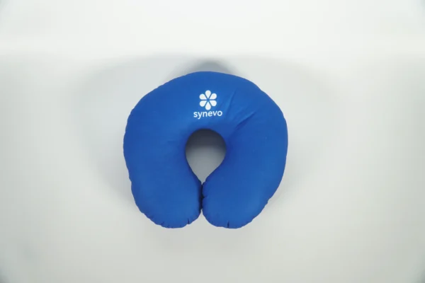 Blue printed travel neck pillow with custom logo – Textile Promos