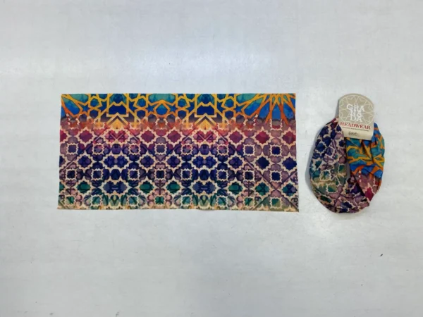 Multicolor gradient buff with Islamic geometric pattern and golden accents