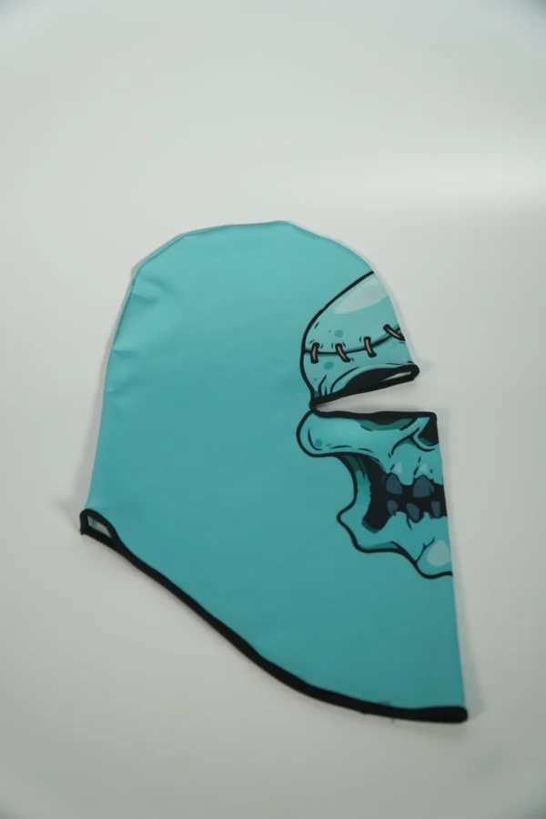 Custom printed blue balaclava with skull design – Textile Promos