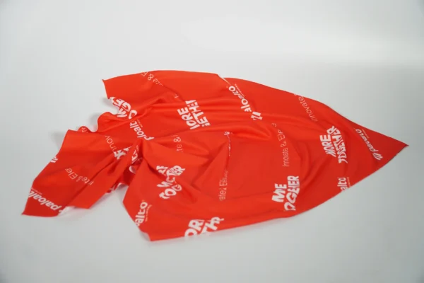 Red promotional bandana with custom logo print – Textile Promos