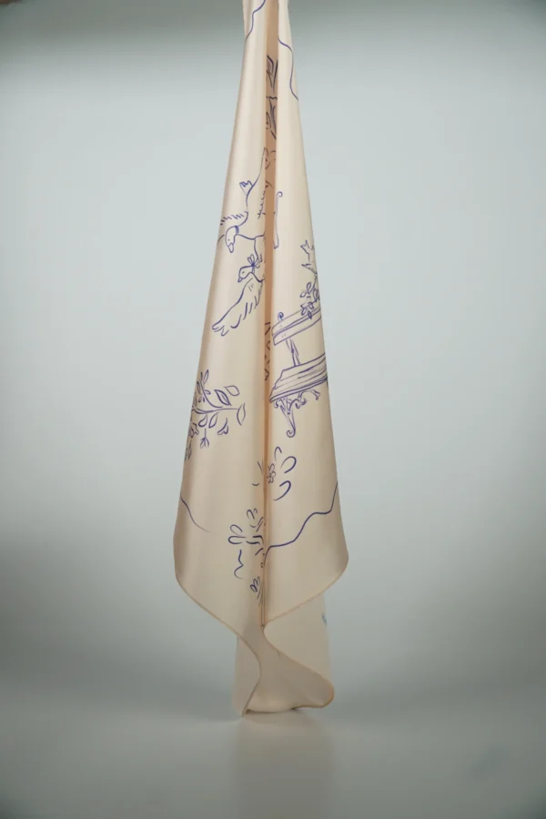 Custom logo printing detail on square scarf – Textile Promos