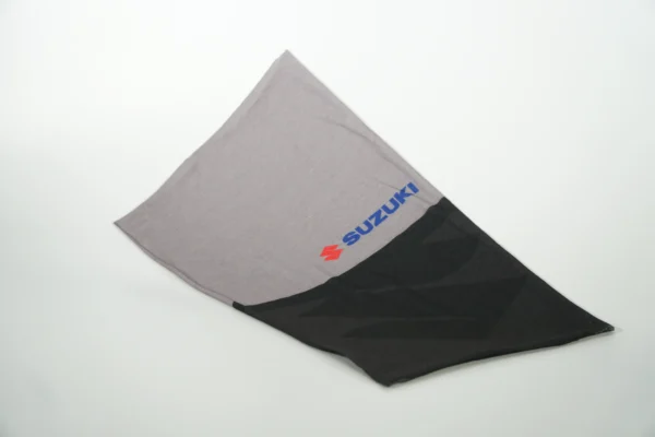 Custom promotional buff with Suzuki logo – produced by Textile Promos
